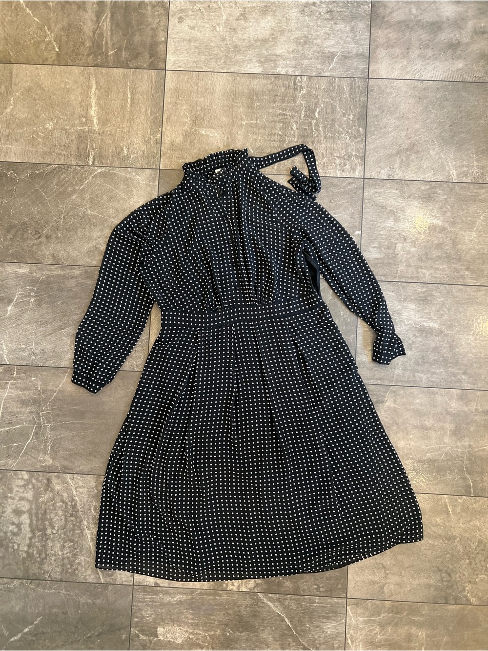Ann Klein Polka Dot Long Sleeve Midi Dress - Black/White size 16 - Picture 7 of 12